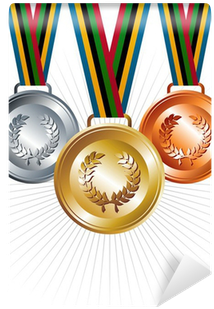 Gold, Silver And Bronze Medals With Ribbons Background - Medals And Ribbons Background (400x400), Png Download
