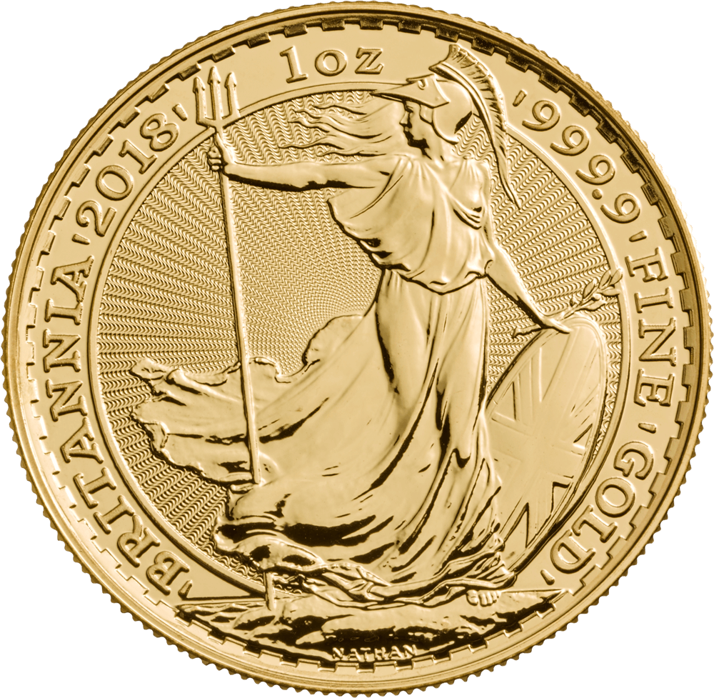 Waves At Her Feet - 1 Oz Gold Britannia 2018 (1000x977), Png Download