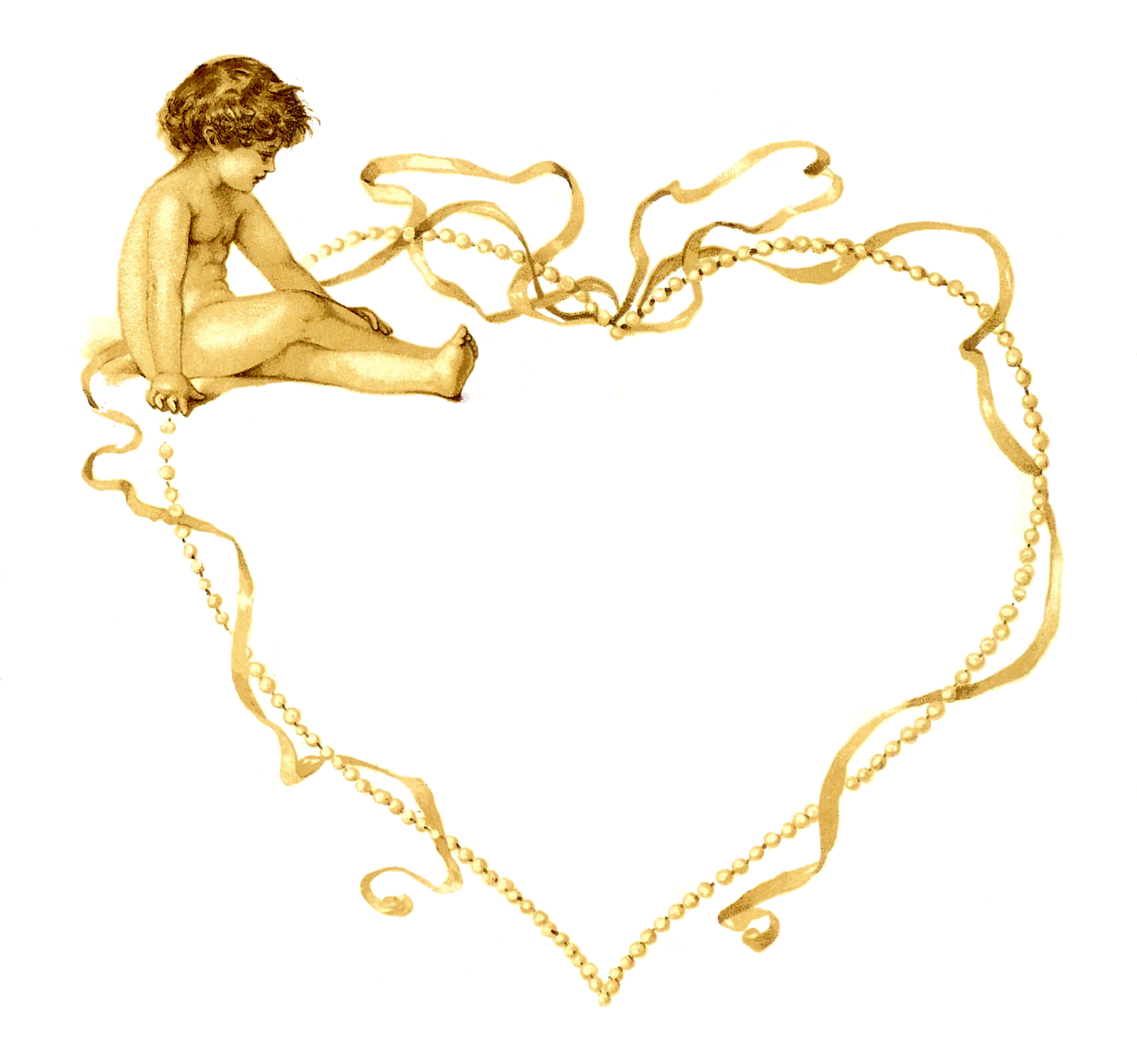 This Incredible Vintage Graphic Is From An Antique - Golden Frame Baby Png (1600x1497), Png Download