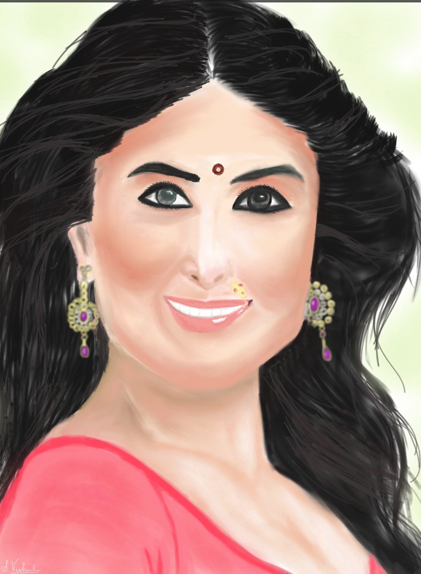Ipad Painting Of Bollywood Celeb - Girl (1408x1920), Png Download