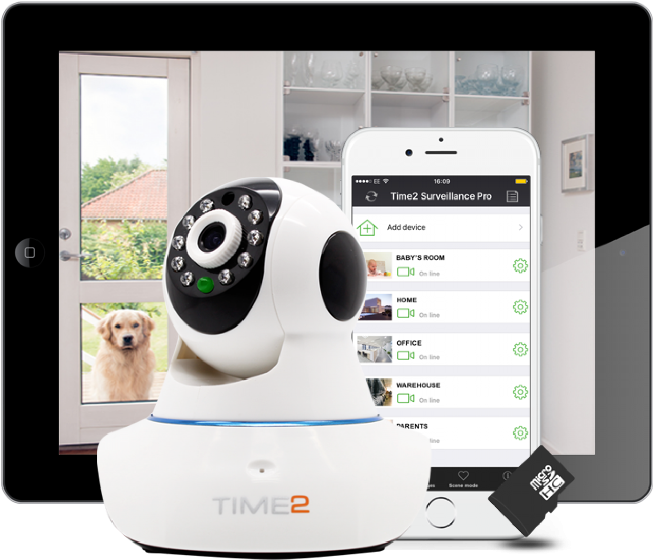 Protection 1 Home Security Home Security Cameras Rotating - Time2 Hsip2-3 Ime2 Wireless Ip Camera 720p Hd Pan/tilt (2000x1500), Png Download
