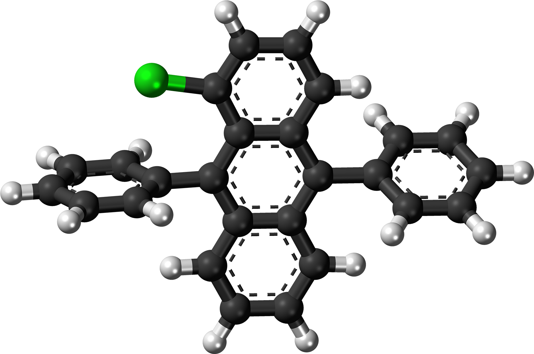 1 Chloro 9,10 Diphenylanthracene Molecule Ball - Inorganic Chemistry: Techniques And Mechanisms [book] (2000x1370), Png Download