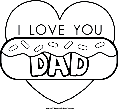 Doughnut Clipart Dad - Fathers Day Clipart Black And White Png (483x447), Png Download