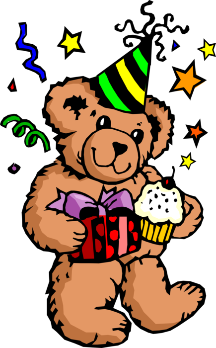 Vector Illustration Of Birthday Party Teddy Bear - Penblwydd Hapus (435x700), Png Download