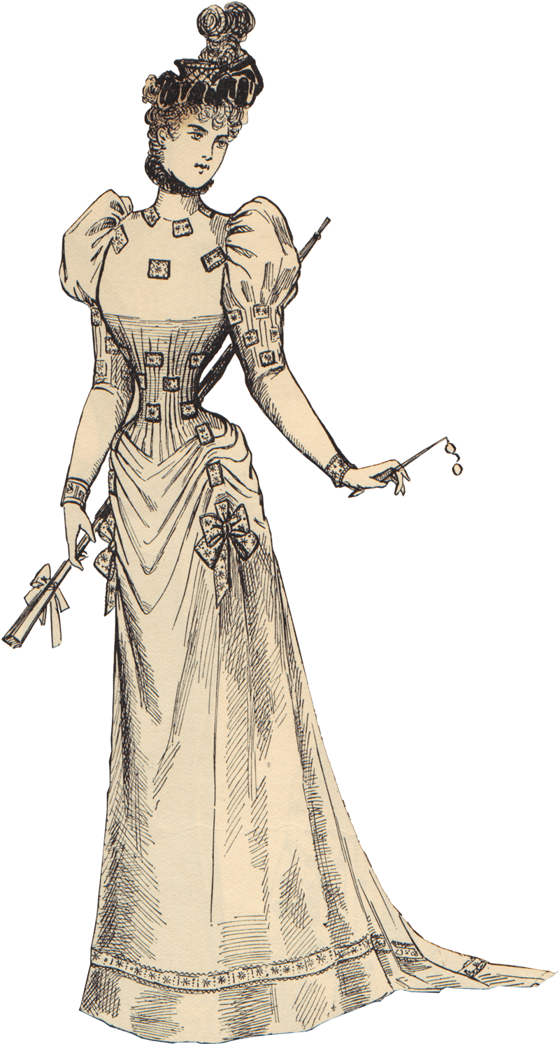 Victorian Vintage Woman - Victorian Woman Illustration Png (797x1500), Png Download