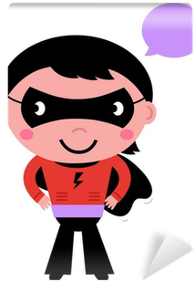 Cute Superhero Boy With Speech Bubble Isolated On White - Kleiner Niedlicher Superhero-junge Rundes Keramik Ornament (400x400), Png Download