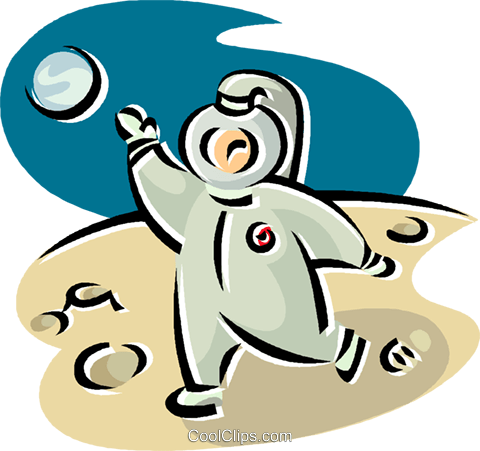 Astronaut Walking On The Moon - Clip Art (480x451), Png Download