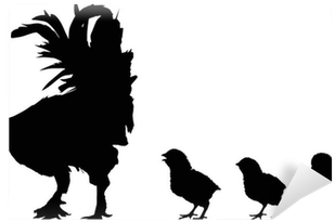 Three Newborn Chickens And Rooster Silhouettes On White - Cool Silhouettes Chicken (400x400), Png Download