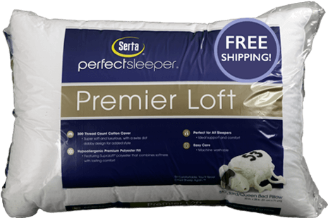 Perfect Sleeper Premier Loft Pillows - Serta (500x326), Png Download