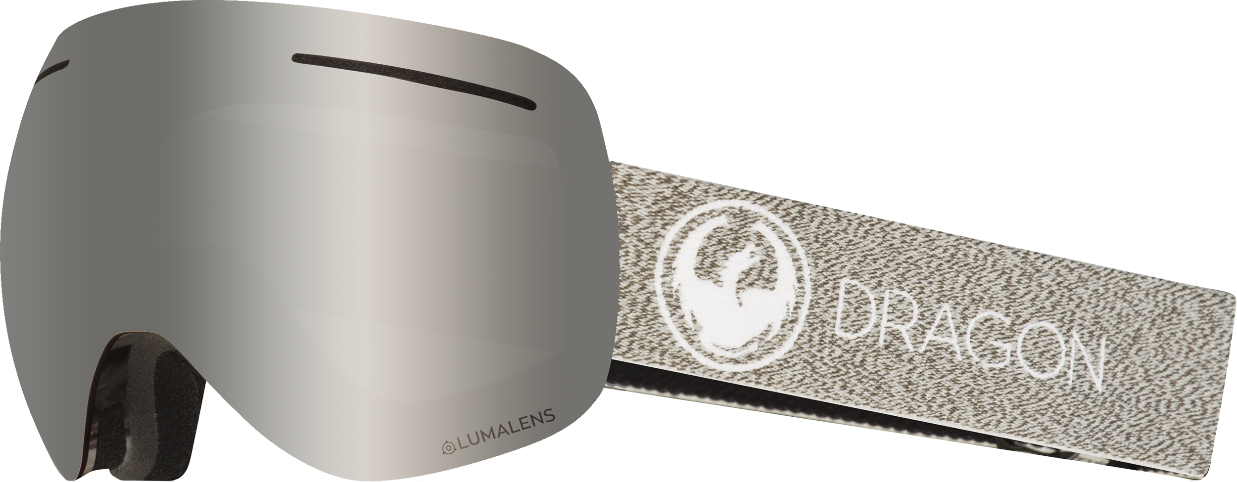 Mill With Lumalens Silver Ionized Dark Smoke Lens - Dragon Nfx2 Ski Goggles - Grey ~ Silver (2500x975), Png Download