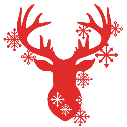 Snowflake Reindeer Svg Scrapbook Cut File Cute Clipart - Deer Head Silhouette Woodland Black Vinyl Decal (432x432), Png Download