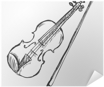 Vector Sketch Violin With Fiddle-bow Poster • Pixers® - Sketch Of Violin (400x400), Png Download