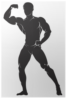 Vector Silhouette Against White Background Poster • - Bodybuilder Silhouette (400x400), Png Download