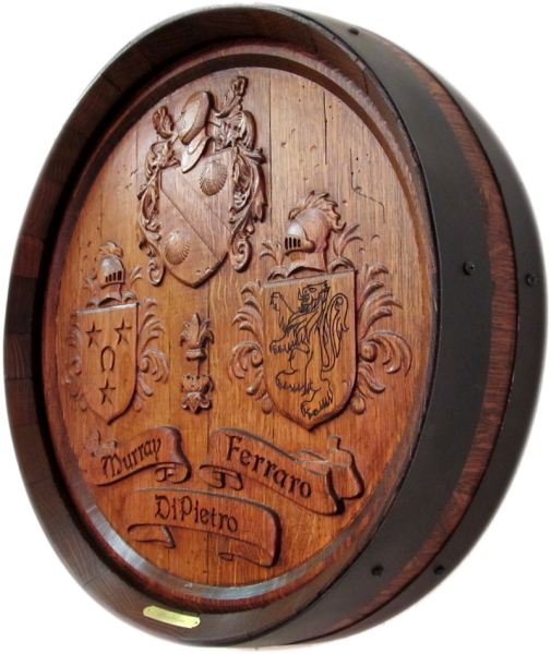 Coat Of Arms Barrel Head Carving - Carving (505x600), Png Download