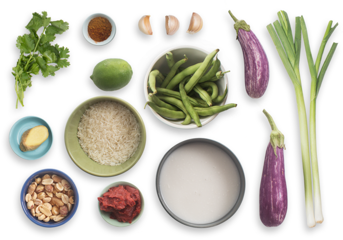Spicy Eggplant & Green Bean Curry With Garlic Rice - Snap Pea (700x477), Png Download
