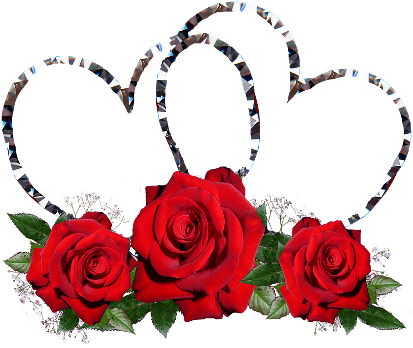 Red Roses, Hearts, Valentine, Romance - Red Roses And Hearts (869x720), Png Download