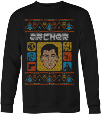 Face Long Large V=1523868548 - Archer Christmas Sweater (480x480), Png Download
