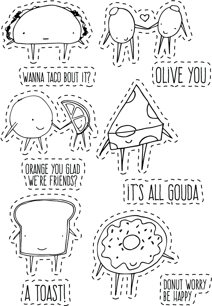 Cute Food - Line Art (1000x1000), Png Download