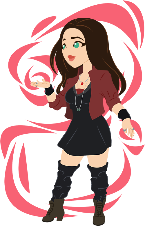 Retro Heroes / / Elizabeth Olsen As The Scarlet - Illustration (551x852), Png Download