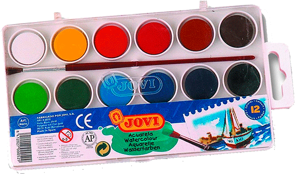 Acuarelas Jovi 12 Colores - Jovi Box 12 Color Watercolor 800/12 P / 5 (689x524), Png Download