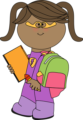 Girl Superhero Going To School Clip Art - Black School Girl Clipart (346x500), Png Download