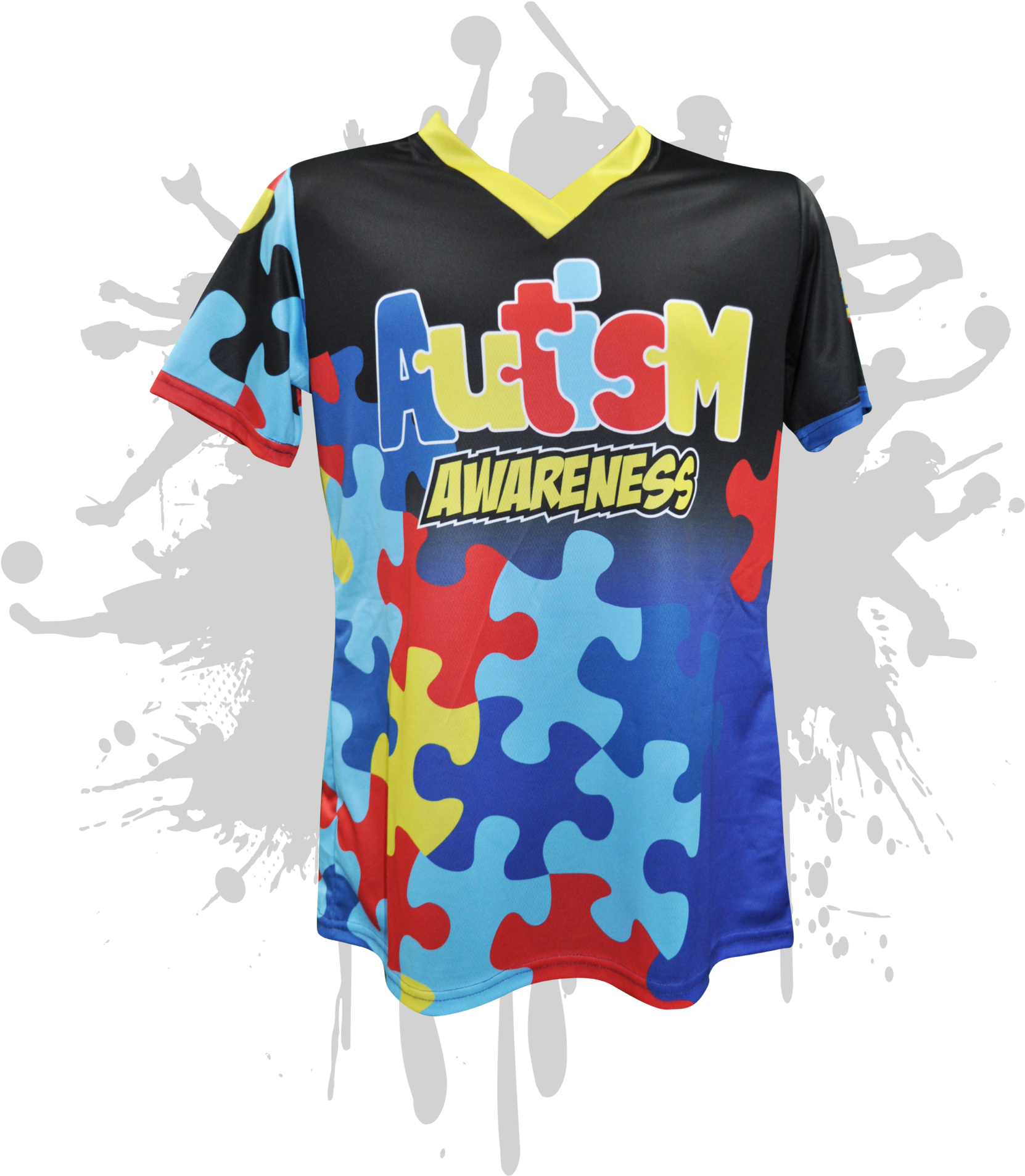 Autism Awareness Womens Full Dye Jersey - Cartoon (1800x1929), Png Download
