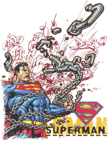 Superman Breaking Chains Juniors T-shirt - Superman (400x523), Png Download