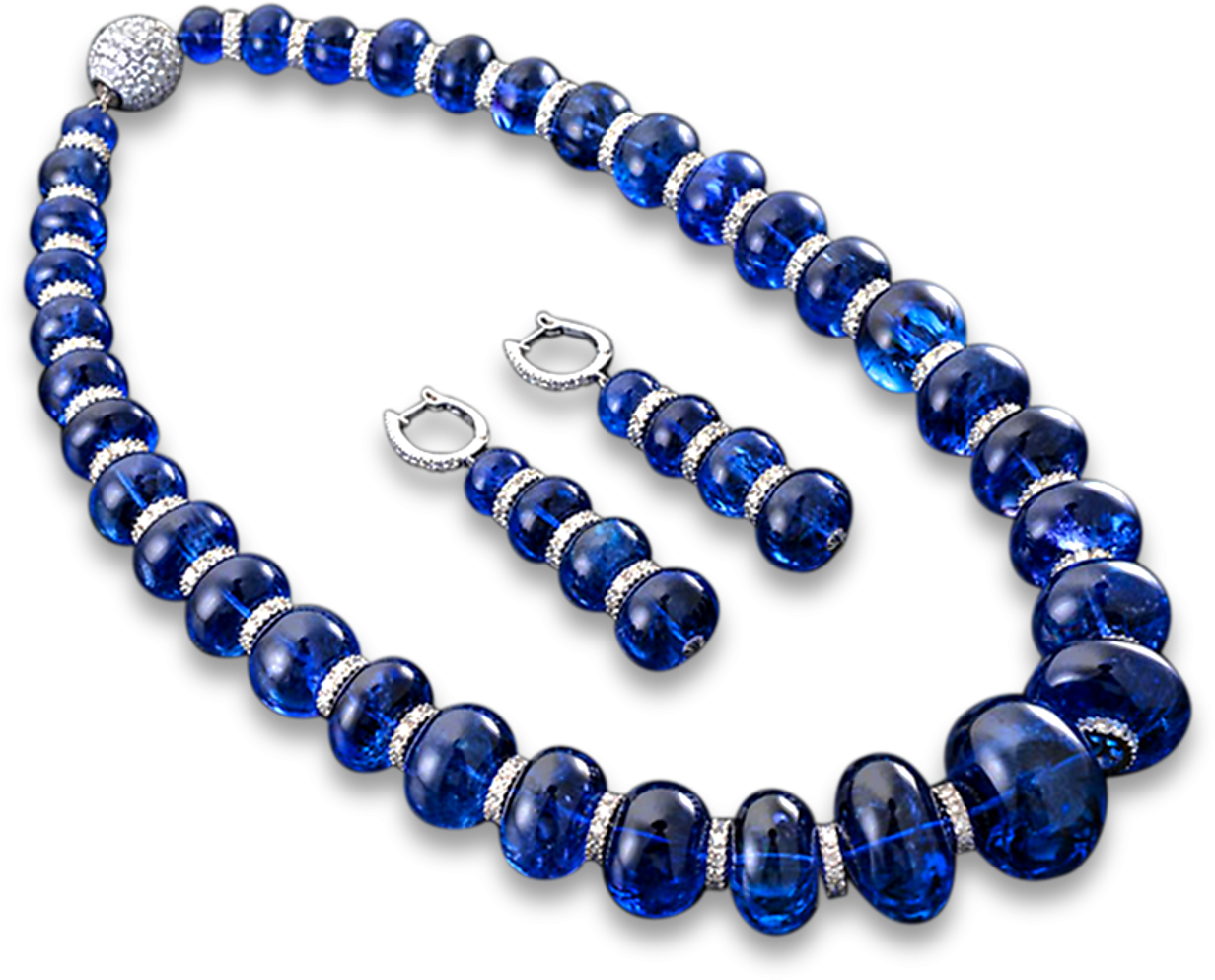 Tanzanite Bead Necklace And Earring Suite, - Rose Gold Alyans Ince (1351x1080), Png Download
