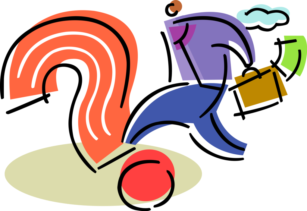 Vector Illustration Of Businessman Seeks Answers To (1019x700), Png Download