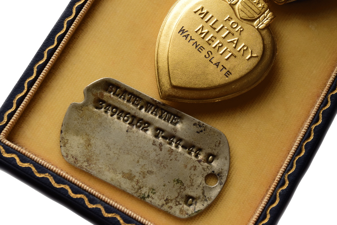 Private Slate's Dog Tag From When He Was Kia And His - 29th Infantry Division Purple Heart (1100x735), Png Download