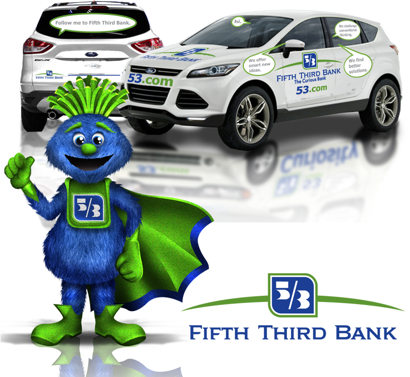 Fifth Third Bank Van Wrap And Mascot Design - Fifth Third Bank (800x800), Png Download