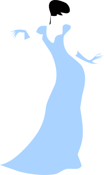 Lovely Woman In A Blue Dress Clip Art - Woman In Dress Silhouette (354x598), Png Download