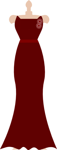 Gown Clipart Red Dress - Burgundy Dress Clipart (228x593), Png Download