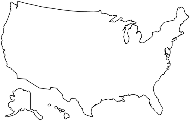 America Outline (640x404), Png Download
