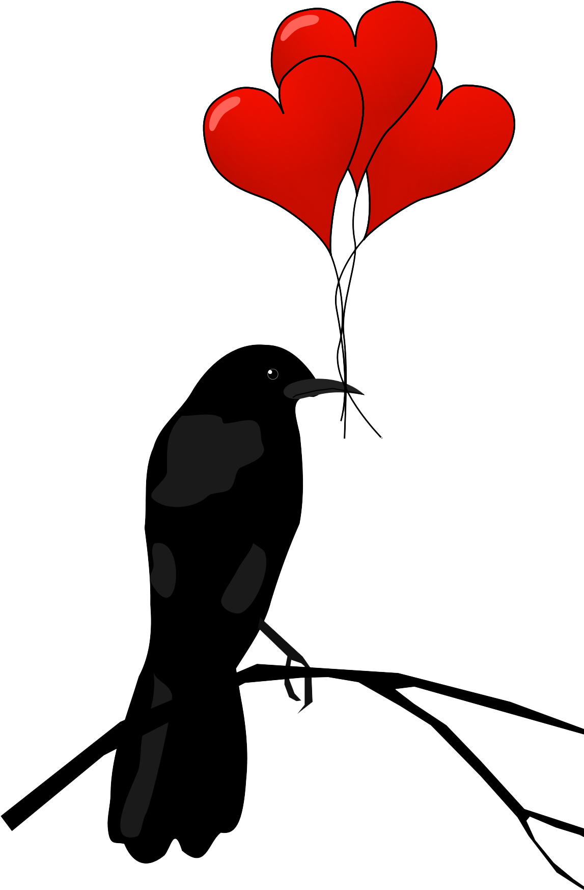 Raven Hearts Transparent - Valentines Day Raven (1146x1756), Png Download