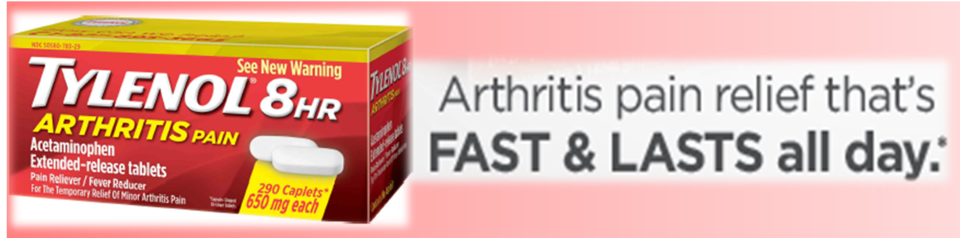 Tylenol® 8 Hr Arthritis Pain - Tylenol 8 Hr Arthritis Pain Extended Release Caplets, (960x238), Png Download