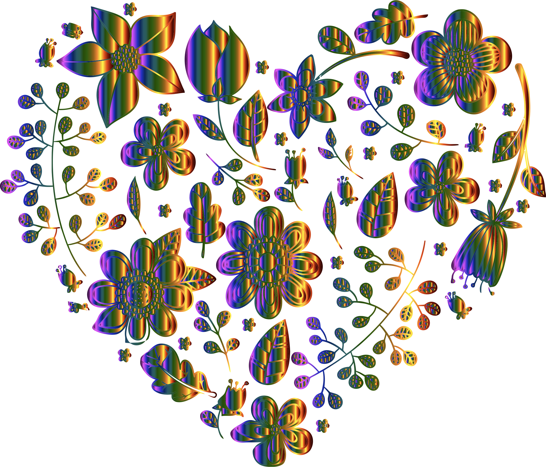 This Free Icons Png Design Of Chromatic Floral Heart (2304x1972), Png Download