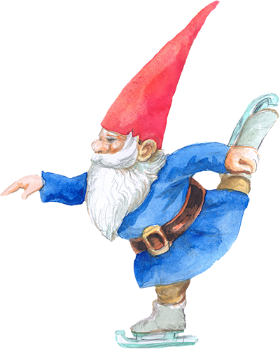 There Are No Fewer Than Five Ice Stock Curling Alleys - Gnome Ice Skating (400x498), Png Download