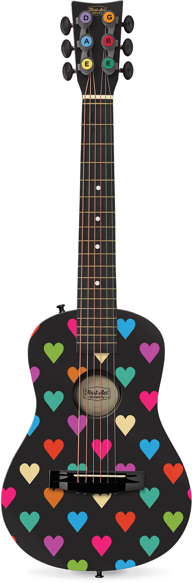 First Act Black With Hearts 30" Acoustic Guitar (700x2186), Png Download
