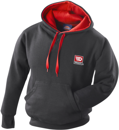 Hoody - Dickies Hoody - Facom Dickies Sweatshirt Mit Kapuze | Schwarz/rot | (527x567), Png Download