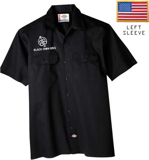 Blackiron Bbq Dickies® Button Up Garage Shirt - Bbq Button Up Shirts (500x700), Png Download