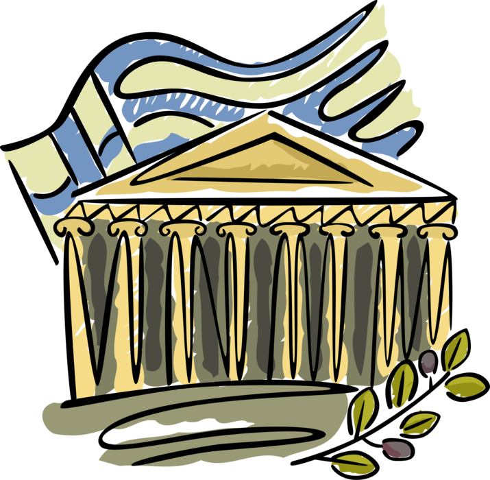 Vector Illustration Of Classical Greece Acropolis Parthenon (715x700), Png Download