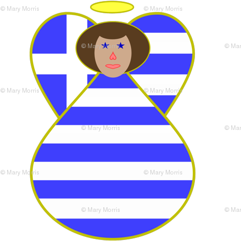 Griechischer Flaggen-engels-schwarzes Haar Stoffserviette (500x500), Png Download
