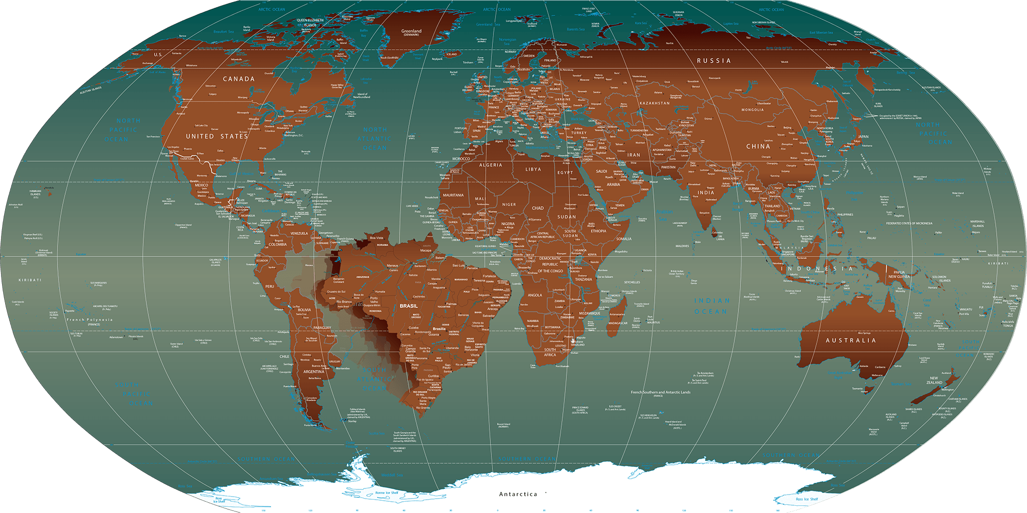 Papel De Parede Mapa Mundi Político - Mapa Mund Politico Do Brasil (2000x1000), Png Download