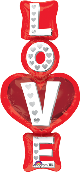 Globo Love Stacked - 39" Supershape Love Stacked Balloon - Mylar Balloons (600x600), Png Download