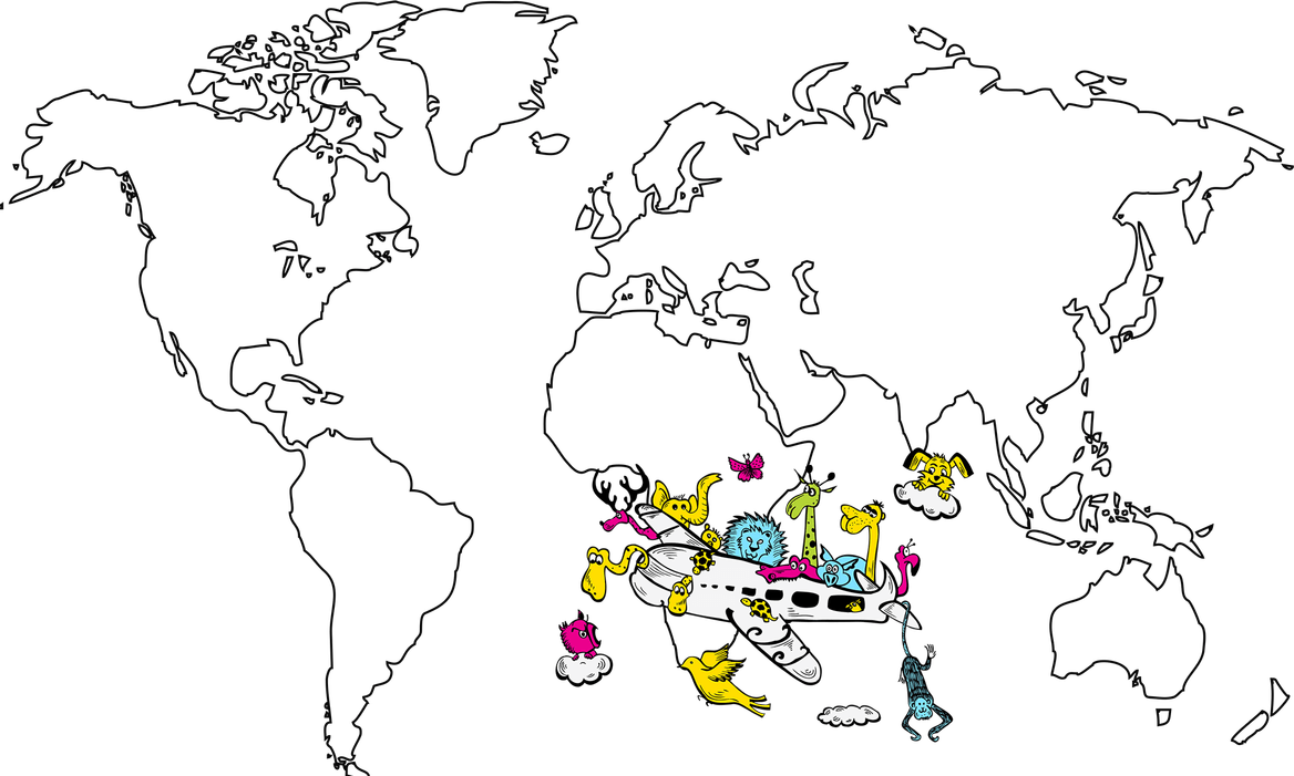 Mapa Mundi Na Decoração Infantil - Map Of The World Black And White Outline (1168x701), Png Download