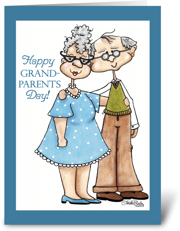 Grandparents Day-cute Elderly Couple Greeting Card - Funny Poem For Old People (700x792), Png Download