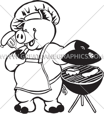 Png Free Barbecue Clipart Pig Bbq (351x385), Png Download