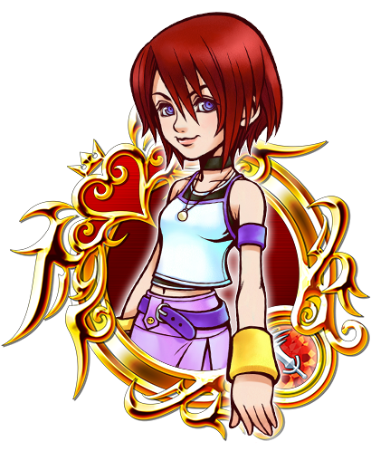 And Here's Kairi With Blue Eyes - Kingdom Hearts Stained Glass Ex (445x525), Png Download