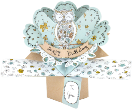 Happy Birthday Owl Pop-up Greeting Card Original Second - Second Nature Pop Ups Owl Birthday Card (640x427), Png Download